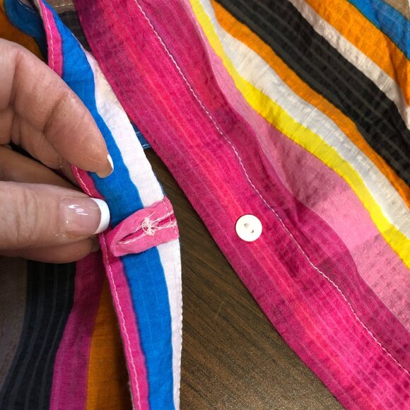Passports Colorful Striped Tunic Womens Sz Medium 8-10 Lightweight Sheer V-Neck - Picture 4 of 8